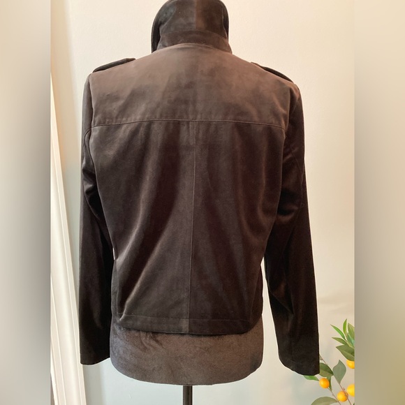 NWT LC Lauren Conrad Black Sueded Moto Jacket Collar Zippered Black Moto Coat - Picture 6 of 13